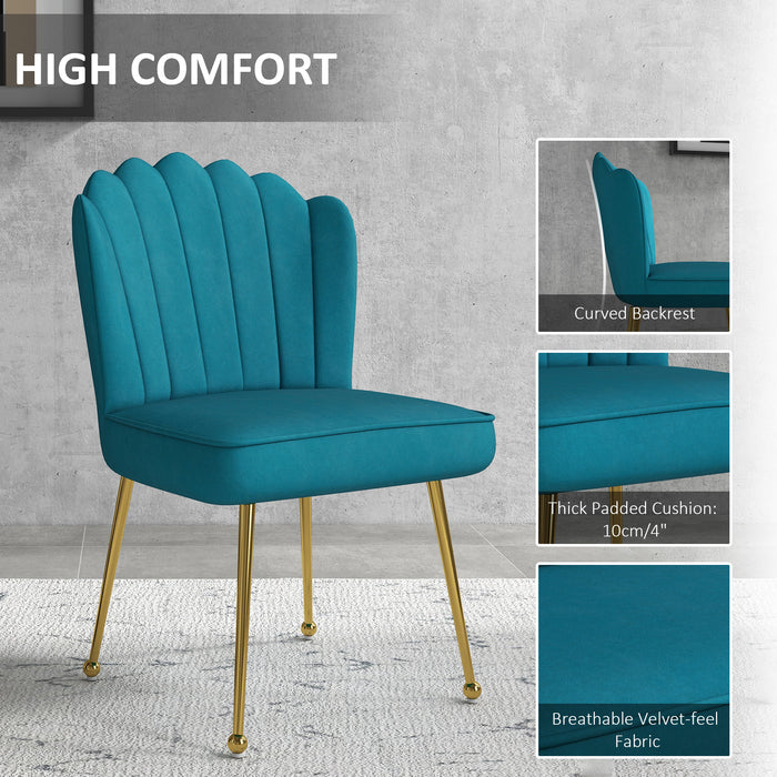 HOMCOM Velvet-Feel Shell Accent Chair - Blue | Aosom UK