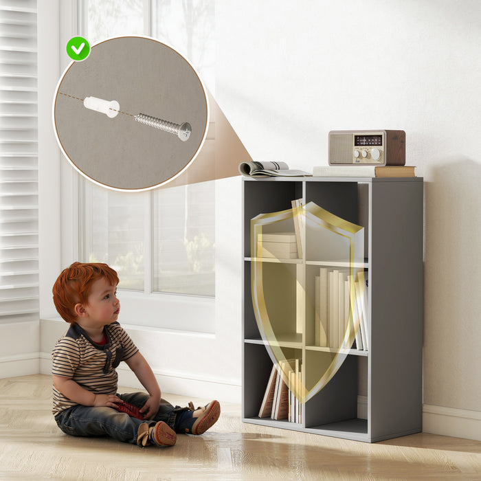 HOMCOM 6-Cube Bookshelf - Light Grey