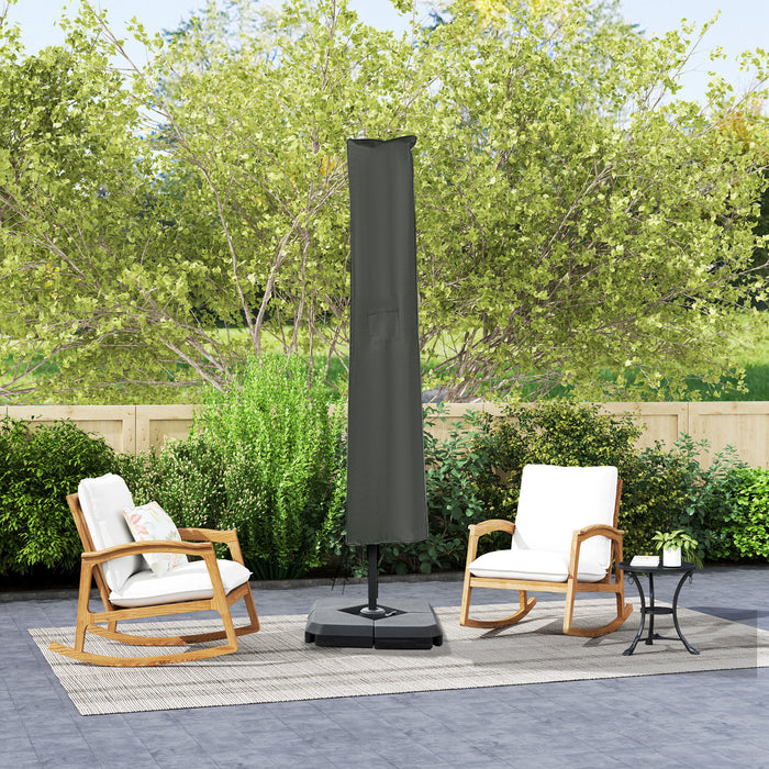 Outsunny 2.7 x 2.7(m) Cantilever Parasol with Aluminium Frame, Crank and Tilt, 360° Rotation, Double Top Garden Umbrella with Base and Cover, Khaki