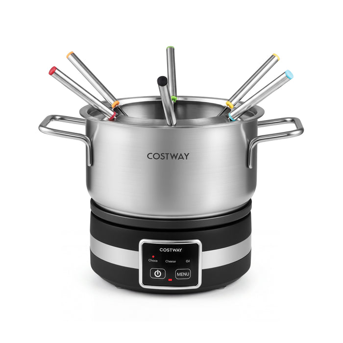 Electric Fondue Pot Set 1200W Fondue Maker with Removable Stainless Steel Pot