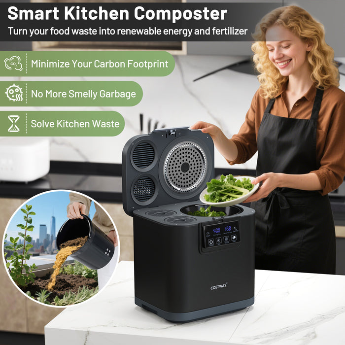 4L Electric Composter with Lid and Auto-Cleaning for Kitchen-