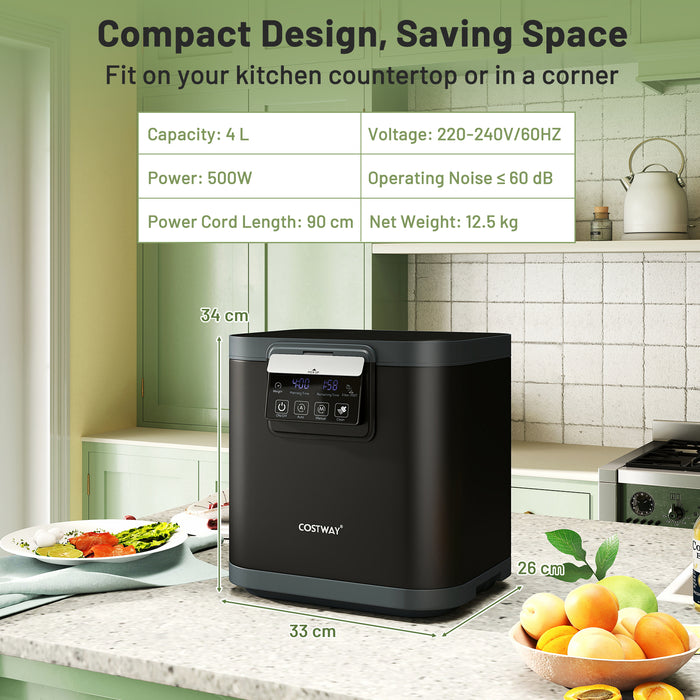 4L Electric Composter with Lid and Auto-Cleaning for Kitchen-