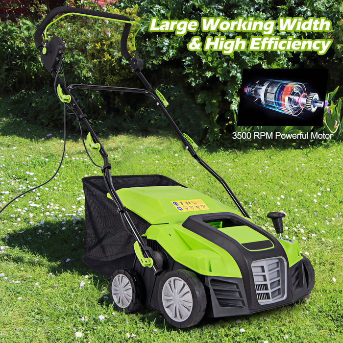 Adjustable Electric Dethatcher and Scarifier Folding Walk-Behind Weeder-
