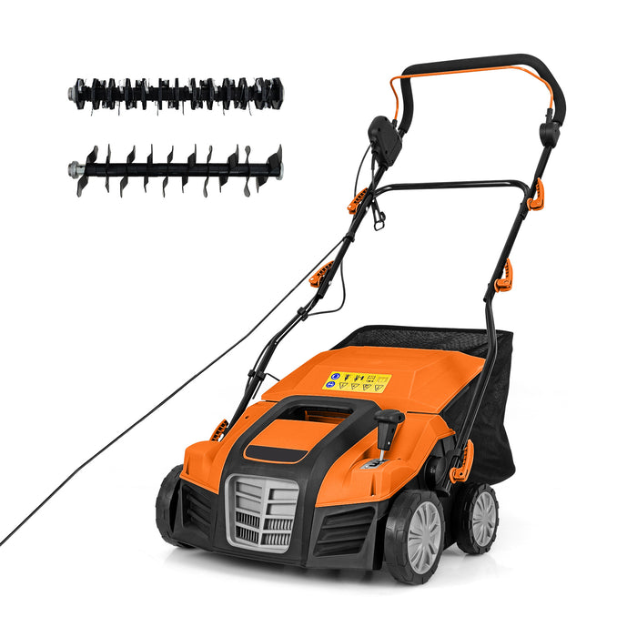 Adjustable Electric Dethatcher and Scarifier Folding Walk-Behind Weeder-