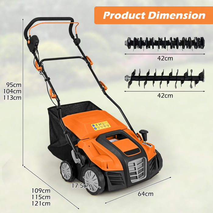 Adjustable Electric Dethatcher and Scarifier Folding Walk-Behind Weeder-