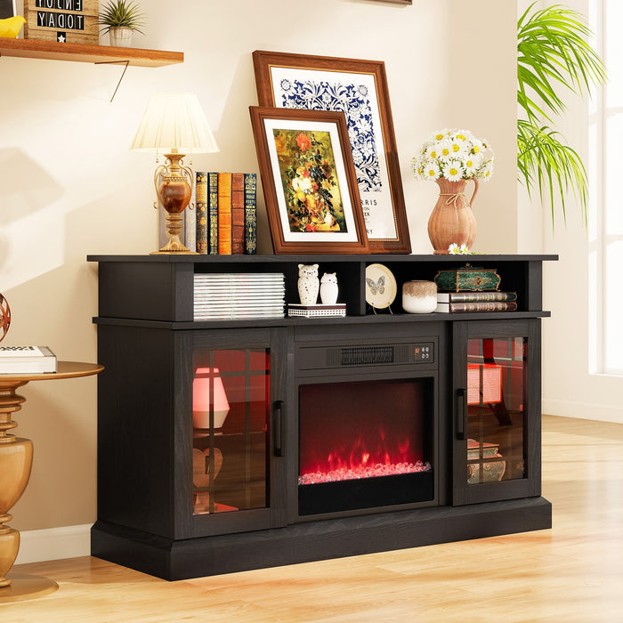 Electric Fireplace TV Stand with RGB LED Lights for TVs Up to 50 Inch-White