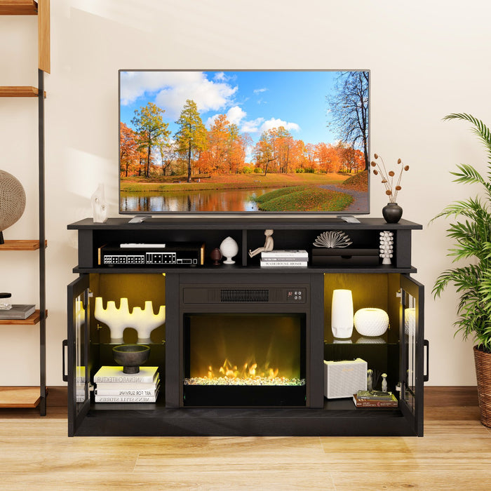 Electric Fireplace TV Stand with RGB LED Lights for TVs Up to 50 Inch-White