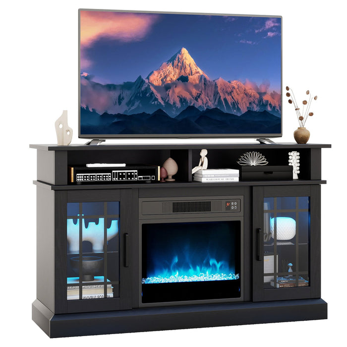 Electric Fireplace TV Stand with RGB LED Lights for TVs Up to 50 Inch-White