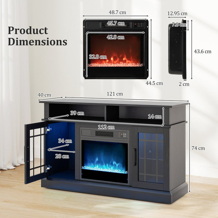 Electric Fireplace TV Stand with RGB LED Lights for TVs Up to 50 Inch-White