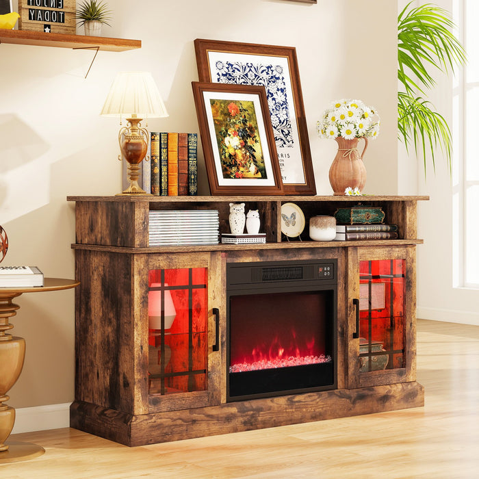Electric Fireplace TV Stand with RGB LED Lights for TVs Up to 50 Inch-White