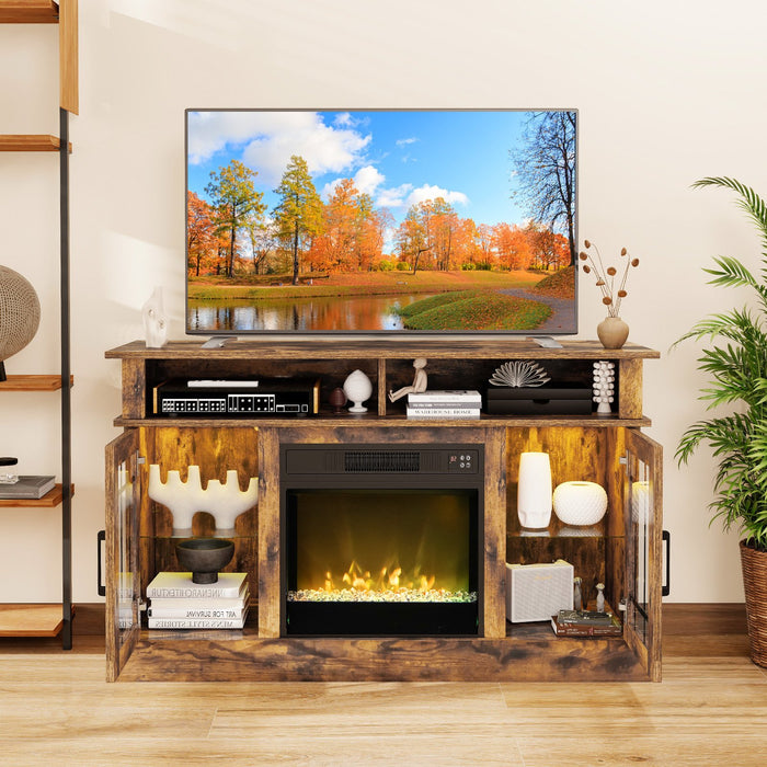 Electric Fireplace TV Stand with RGB LED Lights for TVs Up to 50 Inch-White