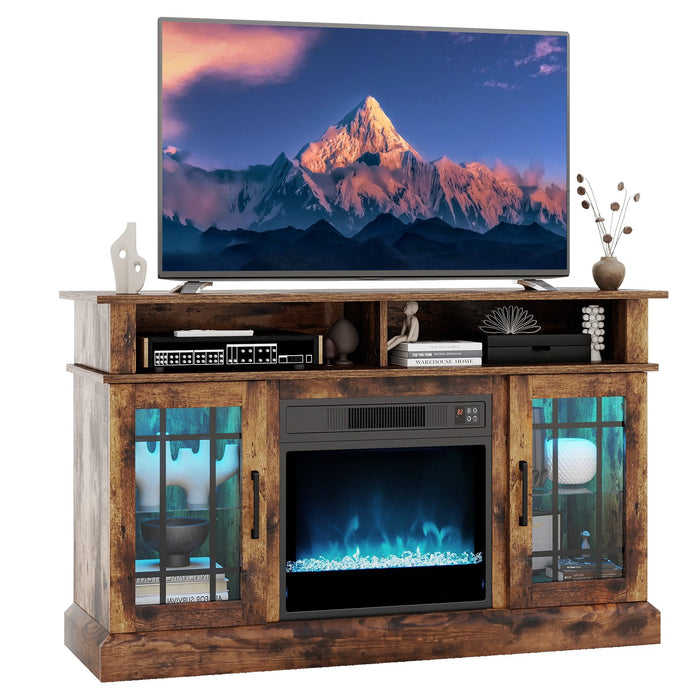 Electric Fireplace TV Stand with RGB LED Lights for TVs Up to 50 Inch-White