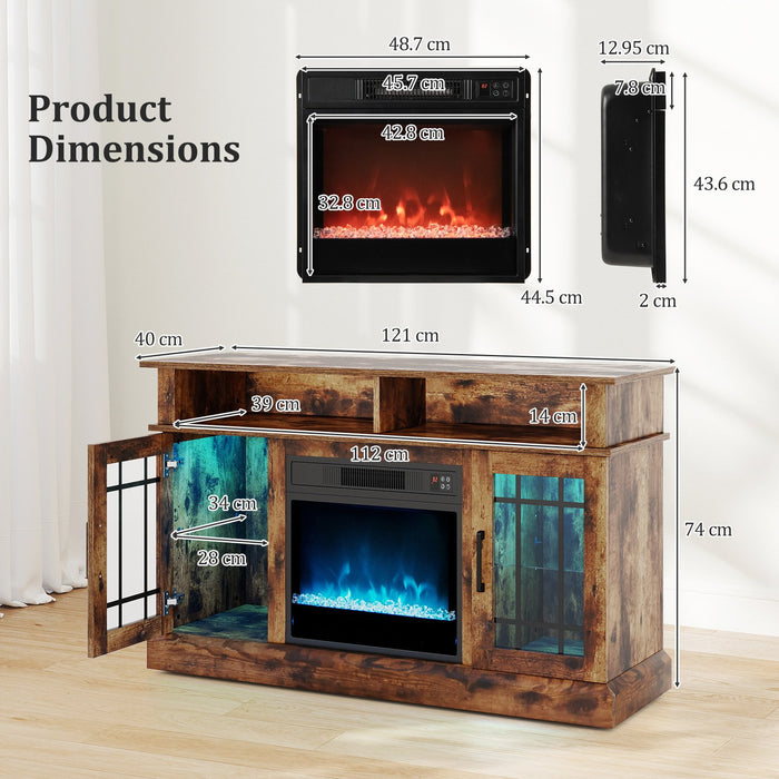 Electric Fireplace TV Stand with RGB LED Lights for TVs Up to 50 Inch-White