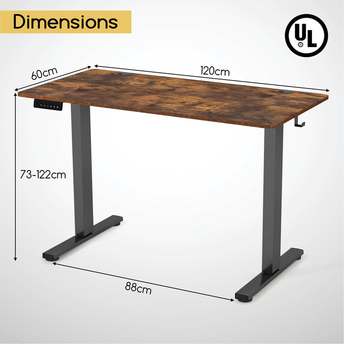 120 x 60cm Height Adjustable Standing Desk with 3 Memory Heights-Natural