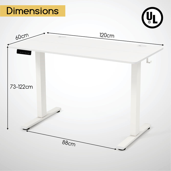 120 x 60cm Height Adjustable Standing Desk with 3 Memory Heights-Natural