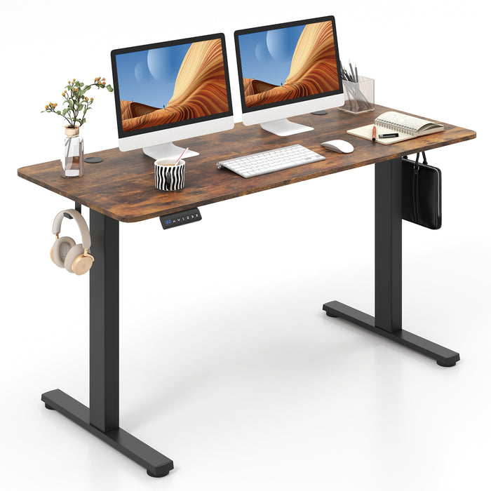 140 x 60 CM Height Adjustable Standing Desk with 3 Memory Heights-Natural