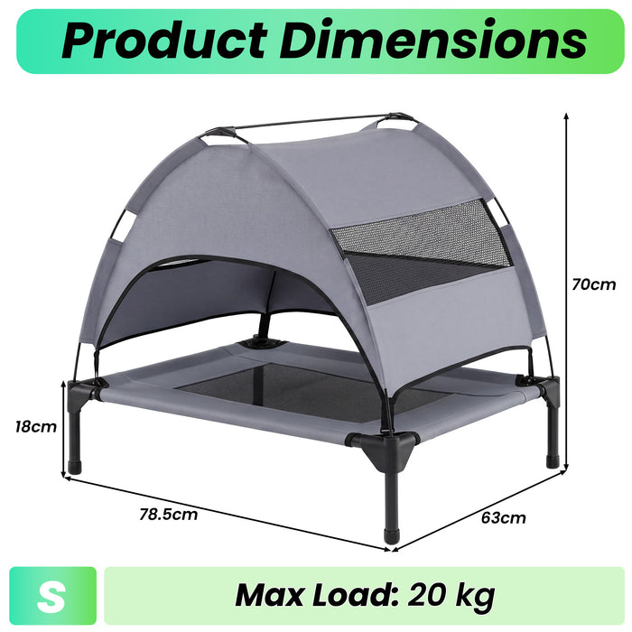 Elevated Dog Bed with Canopy and Raised Indoor Outdoor Pet Bed with Removable Shade Tent for Small Dogs-