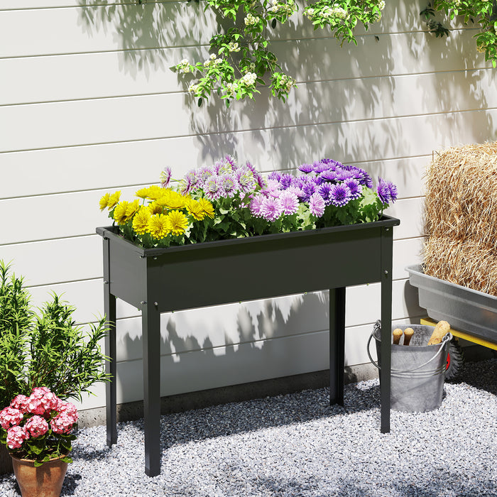 Elevated Metal Raised Garden Bed with Legs and Drainage Holes for Balcony Backyard