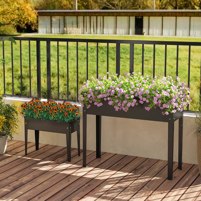 Elevated Metal Raised Garden Bed with Legs and Drainage Holes for Balcony Backyard
