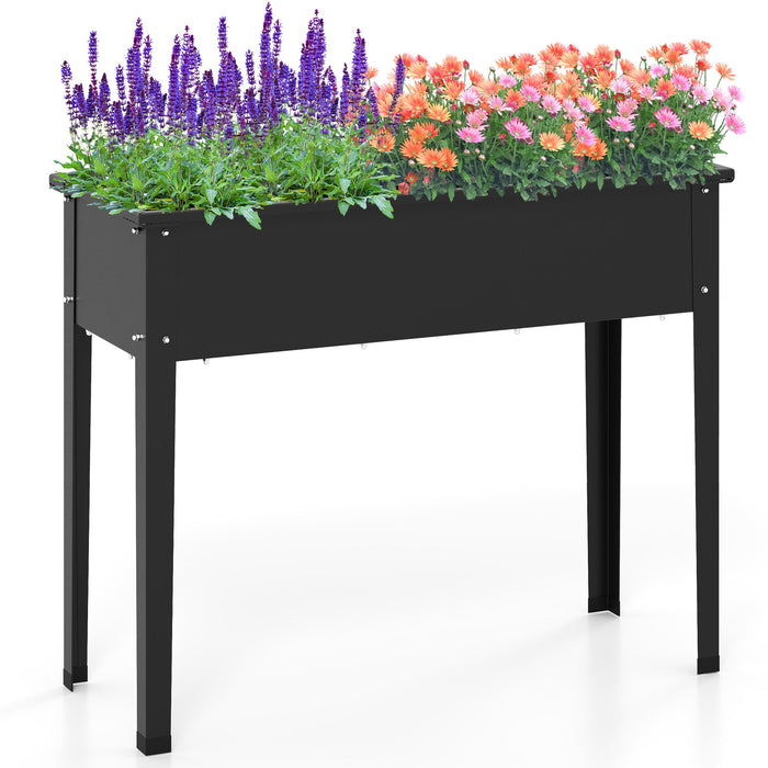 Elevated Metal Raised Garden Bed with Legs and Drainage Holes for Balcony Backyard