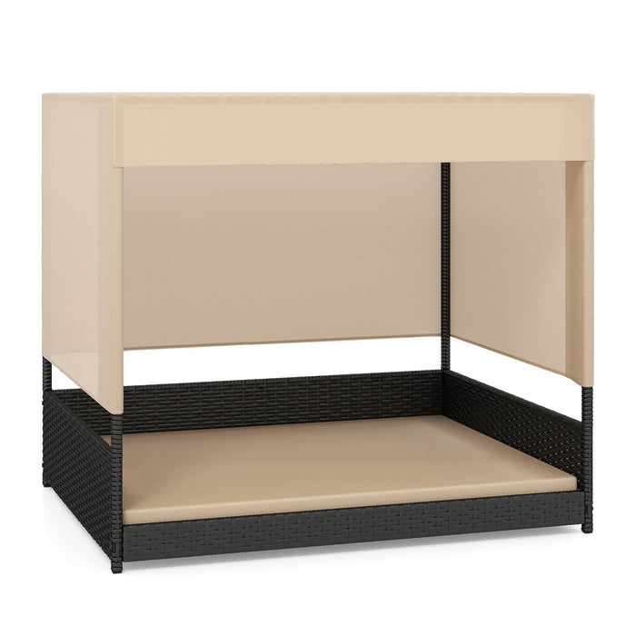 Elevated Wicker Dog House for Small to Medium Breeds-