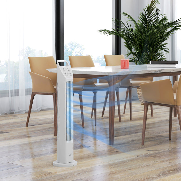 31" Oscillating Tower Fan with Remote - Adjustable 3-Speed, 3-Mode, 4-Hour Timer, Quiet Operation - Ideal for Home Office & Bedroom Comfort
