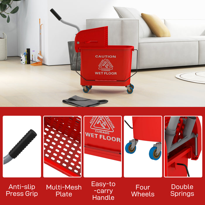 20L Mop Bucket with Wringer System - Portable Wheeled Floor Cleaning Solution with Dual Water Separation - Ideal for Efficient and Hygienic Home or Commercial Use