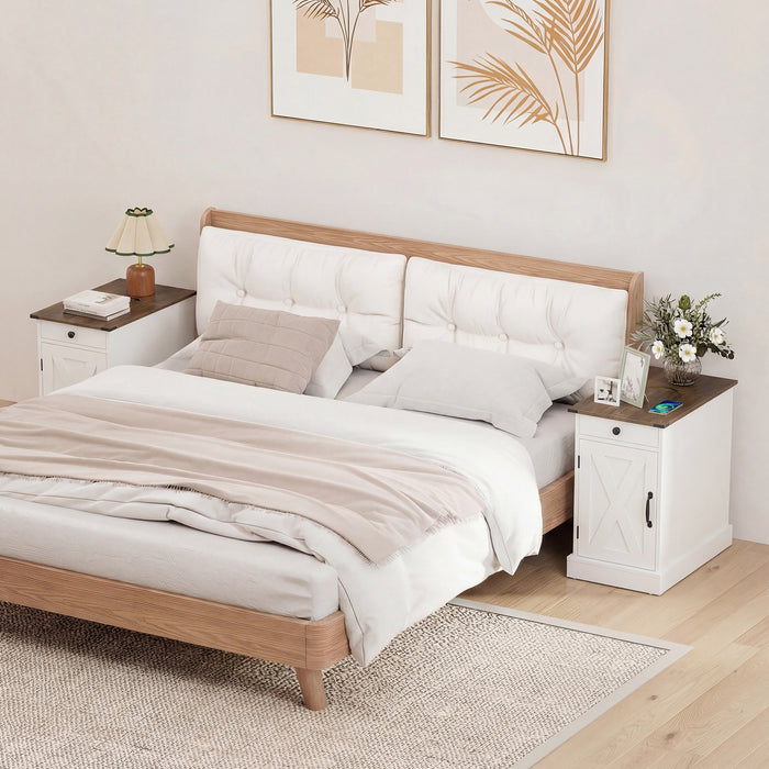 End Table Set of 2 with Charging Station and Storage Drawer-