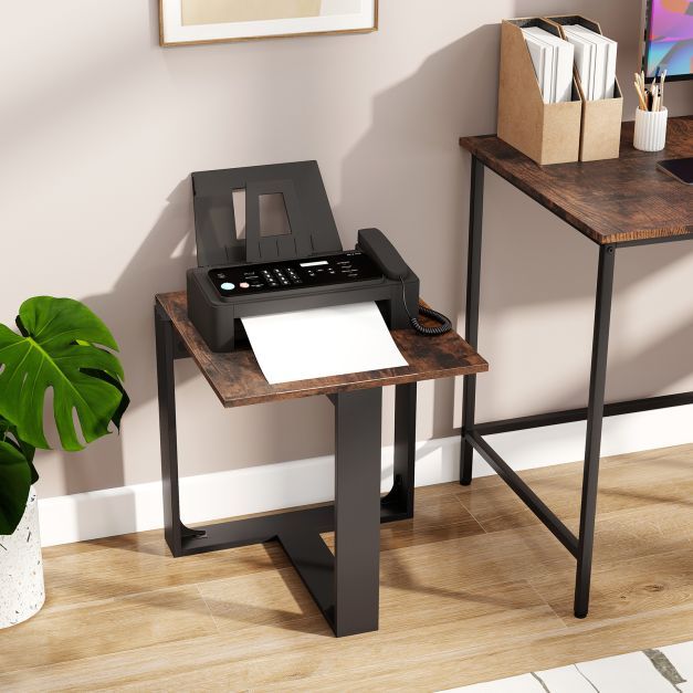 End Table Square Side Table with T-Shaped Metal Base Industrial Nightstand Set of 2-