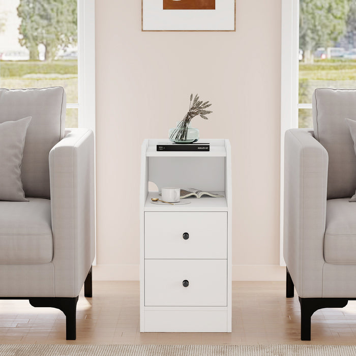 End Table with Charging Station & Storage Drawers for Small Space Living Room Bedroom-