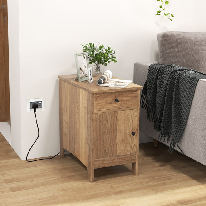 End Table with Charging Station and USB Ports and Outlets-