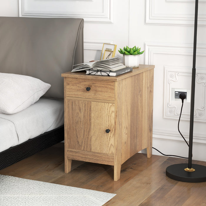 End Table with Charging Station and USB Ports and Outlets-