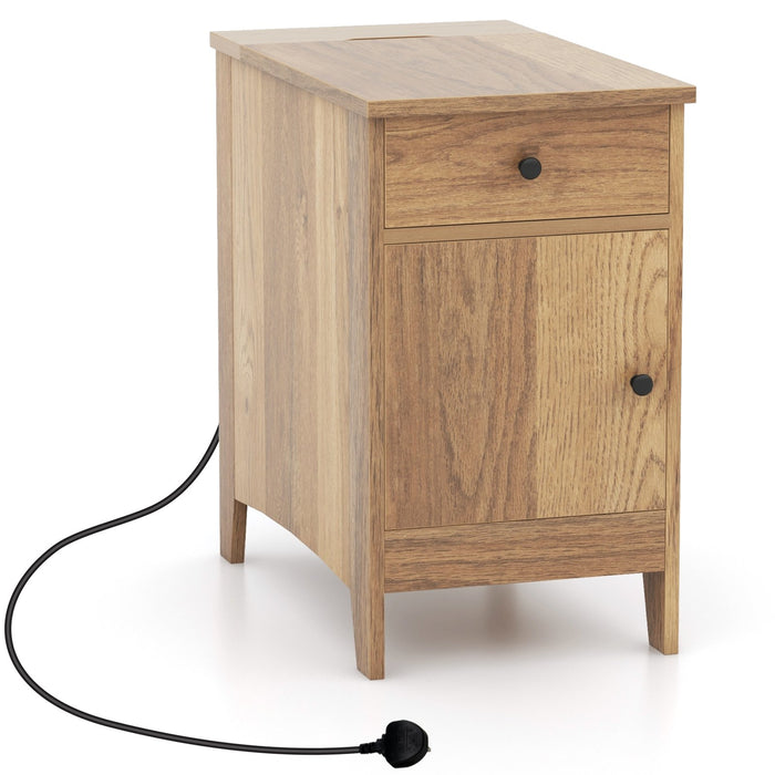 End Table with Charging Station and USB Ports and Outlets-