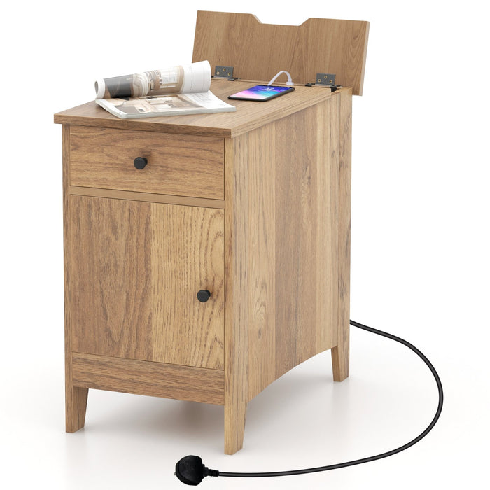 End Table with Charging Station and USB Ports and Outlets-