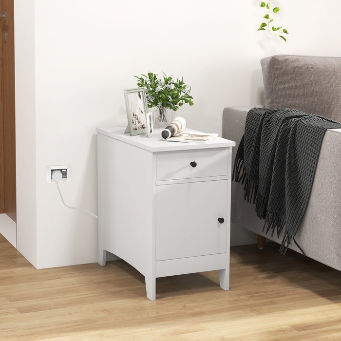 End Table with Charging Station and USB Ports and Outlets-