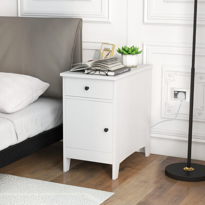 End Table with Charging Station and USB Ports and Outlets-