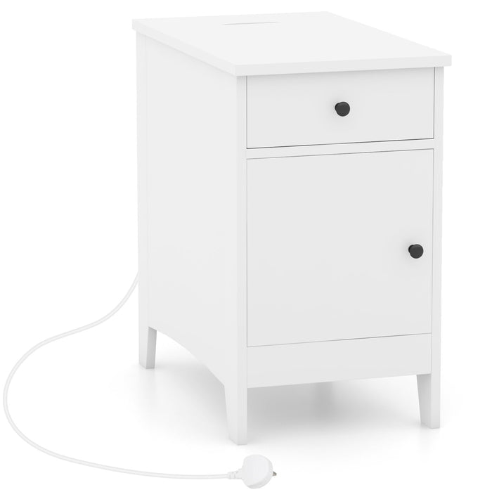 End Table with Charging Station and USB Ports and Outlets-