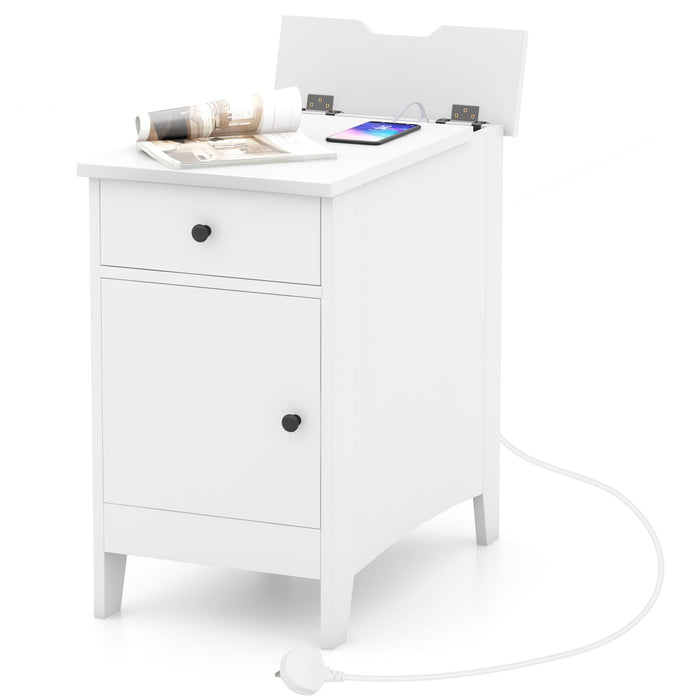 End Table with Charging Station and USB Ports and Outlets-