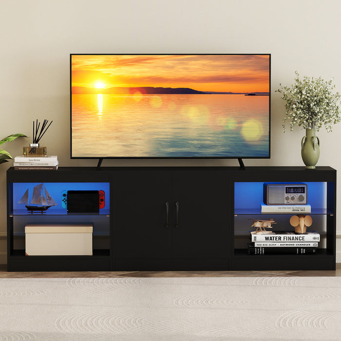 3-in-1 Entertainment Center with Adjustable Glass Shelves-