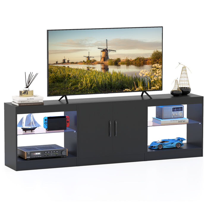 3-in-1 Entertainment Center with Adjustable Glass Shelves-