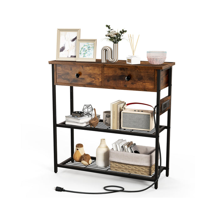 Narrow Console Table with Charging Station - Entryway Furniture with Technology Integration - Ideal for Keeping Devices Charged and Organized in Your Home Entrance