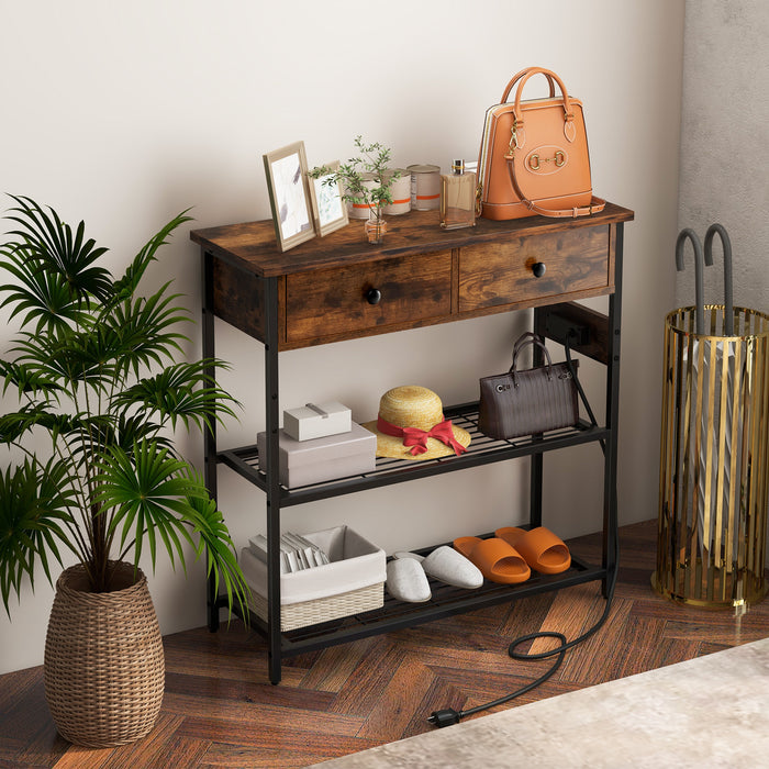 Narrow Console Table with Charging Station - Entryway Furniture with Technology Integration - Ideal for Keeping Devices Charged and Organized in Your Home Entrance