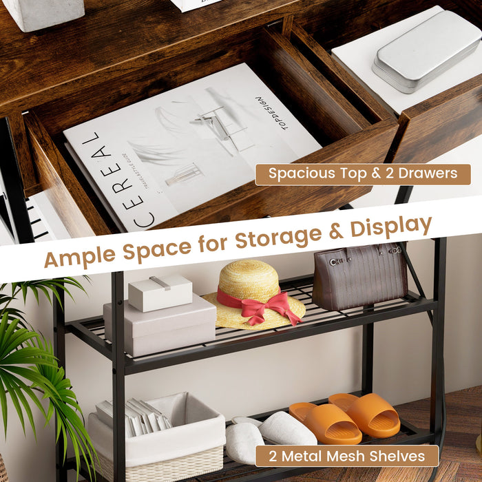 Narrow Console Table with Charging Station - Entryway Furniture with Technology Integration - Ideal for Keeping Devices Charged and Organized in Your Home Entrance