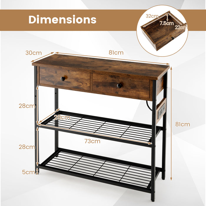 Narrow Console Table with Charging Station - Entryway Furniture with Technology Integration - Ideal for Keeping Devices Charged and Organized in Your Home Entrance