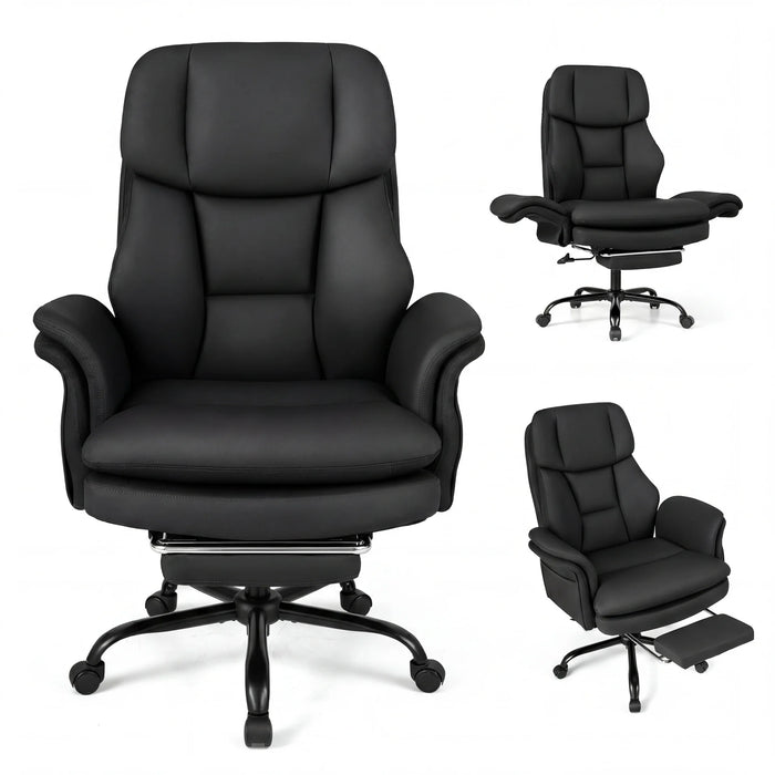 Ergonomic Cross Legged Office Chair with Retractable Footrest Adjustable Armrests for Home Office-