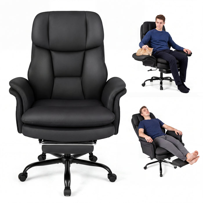 Ergonomic Cross Legged Office Chair with Retractable Footrest Adjustable Armrests for Home Office-
