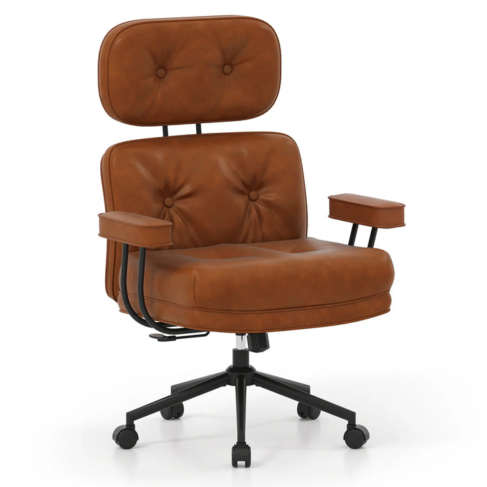 Ergonomic Home Office Chair Mid Century Modern Computer Desk Chair with Wide Tufted Seat-