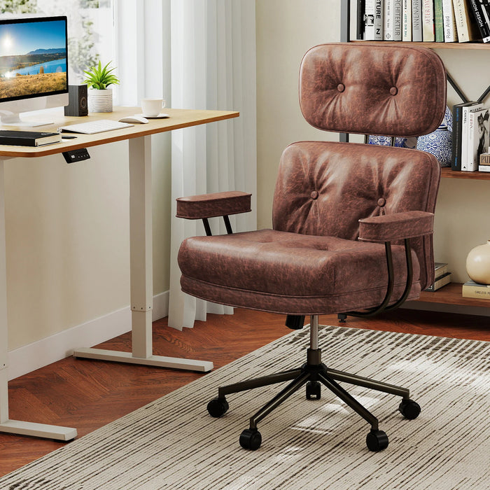 Ergonomic Home Office Chair Suede Fabric Adjustable with Detachable Armrests-
