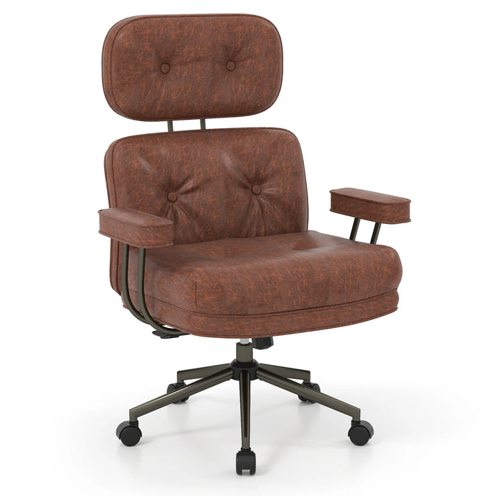 Ergonomic Home Office Chair Suede Fabric Adjustable with Detachable Armrests-