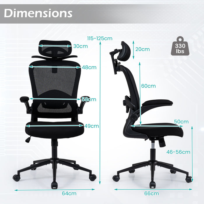 Ergonomic Mesh Office Chair with 3D Headrest and Adjustable Lumbar-